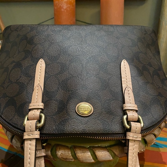 Coach Peyton Signature Domed Cora Satchel in Cora Brown Coated Canvas - Picture 9 of 16